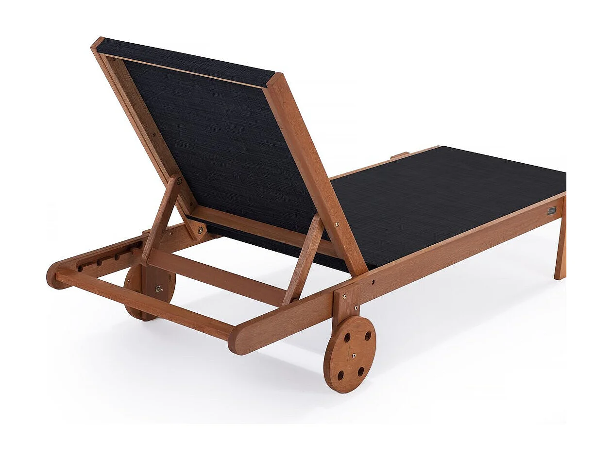 Ligbed houten ligstoel hardhout "Saïgon" - Maple - Zwart