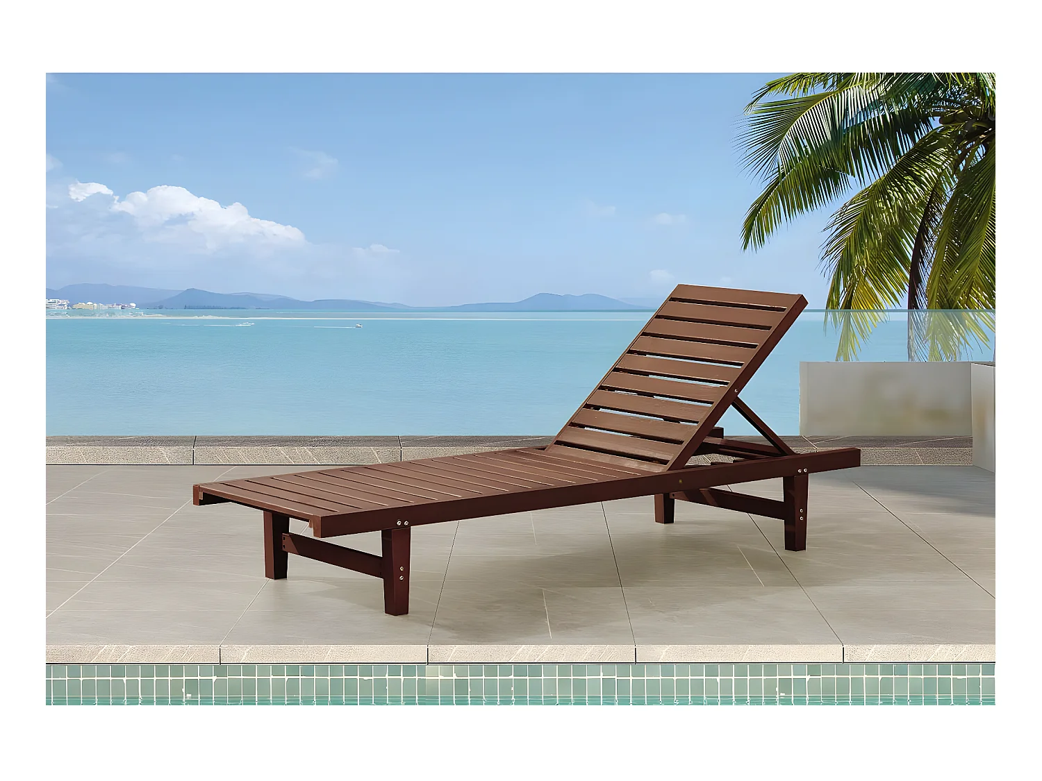 Espreguiçadeira de madeira "Rawai" reclinável - Marrom