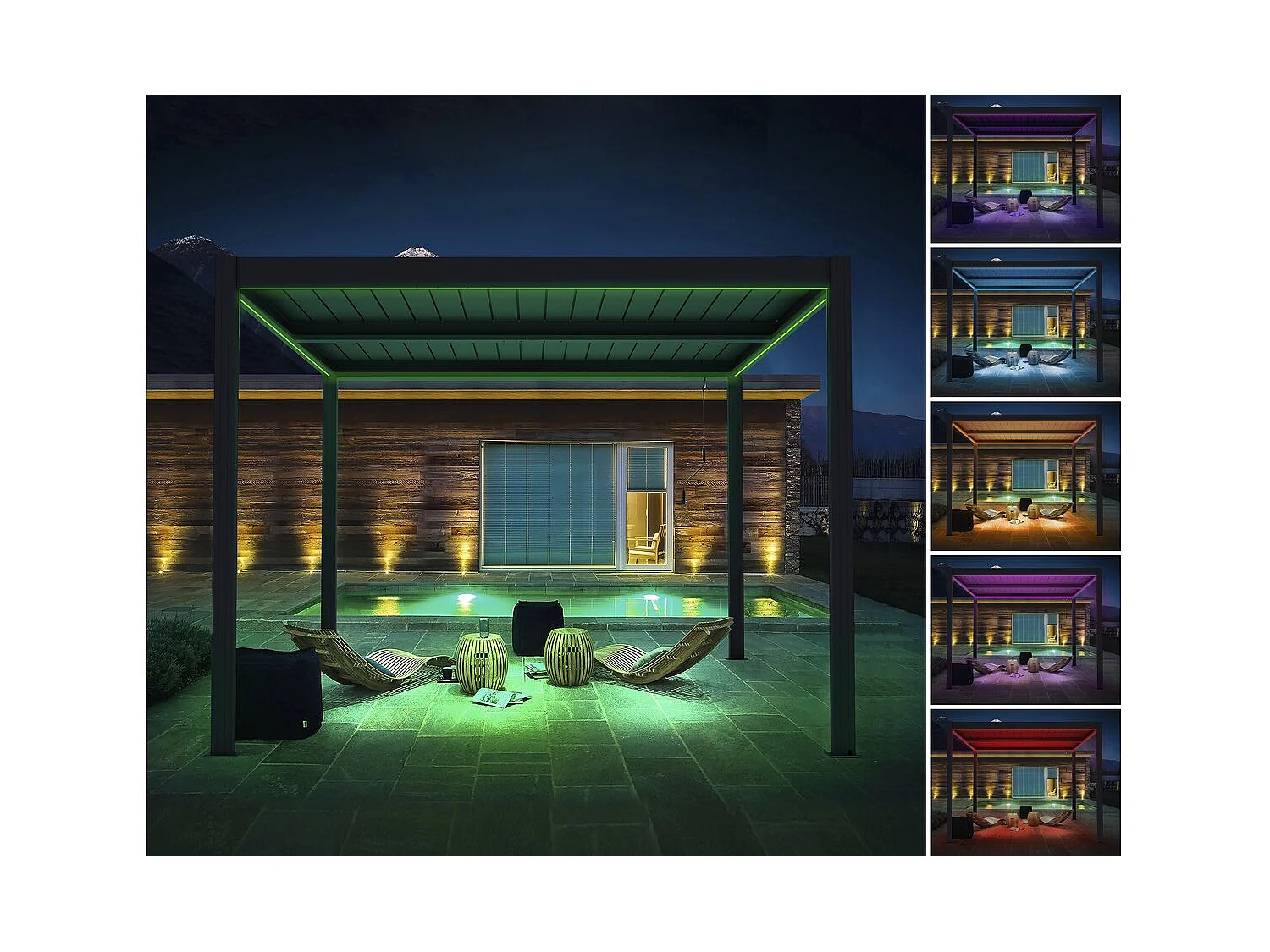 Pérgola bioclimática em alumínio com LED "Windsor" 3 x 4 - Cinza antracite