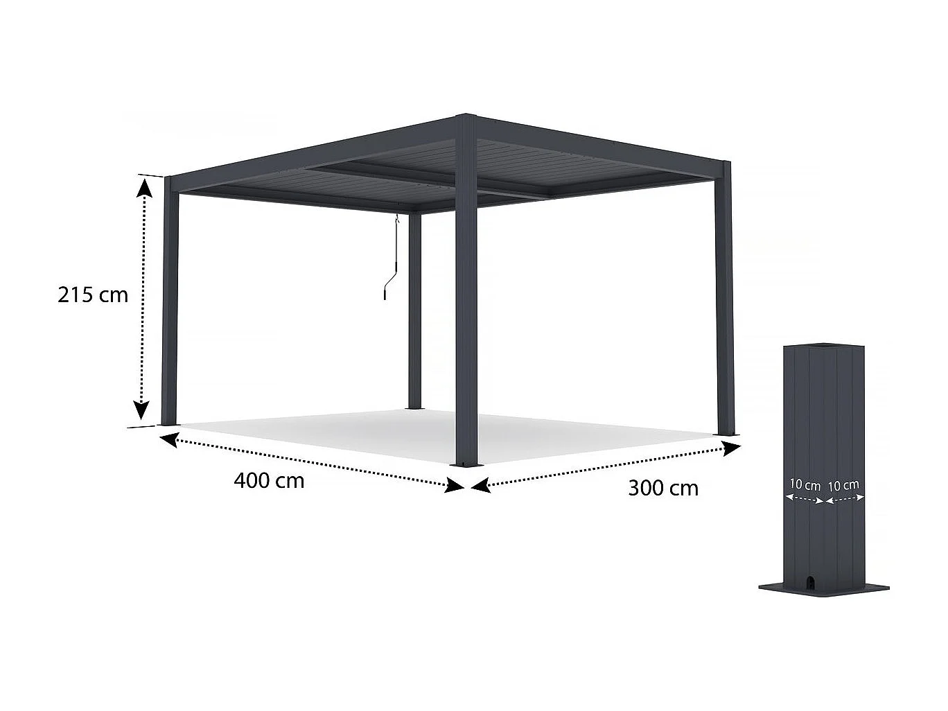 Pergola bioclimatique avec led "Windsor premium" en aluminium 3 x 4 - Gris