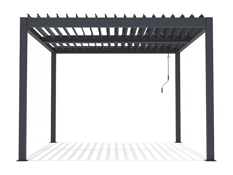 Pergola  terrasoverkapping zonwering 3 x 4 m verstelbaar aluminium met led verlichting "Windsor premium" - Grijs