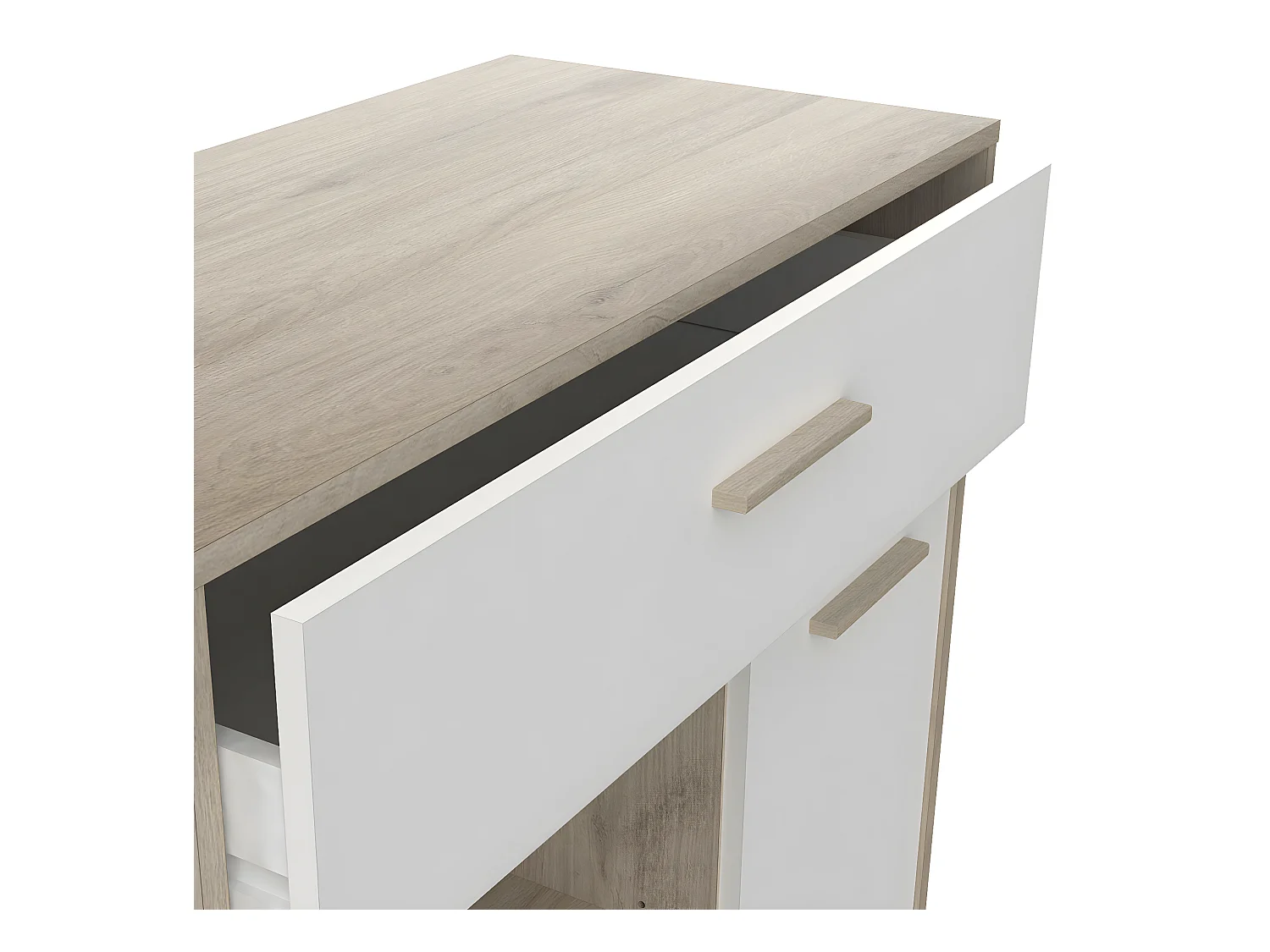 Desserte micro-ondes pour cuisine coloris chêne kronberg, Blanc -Longueur 81 x Hauteur 90,30 x Profondeur 39,6 cm