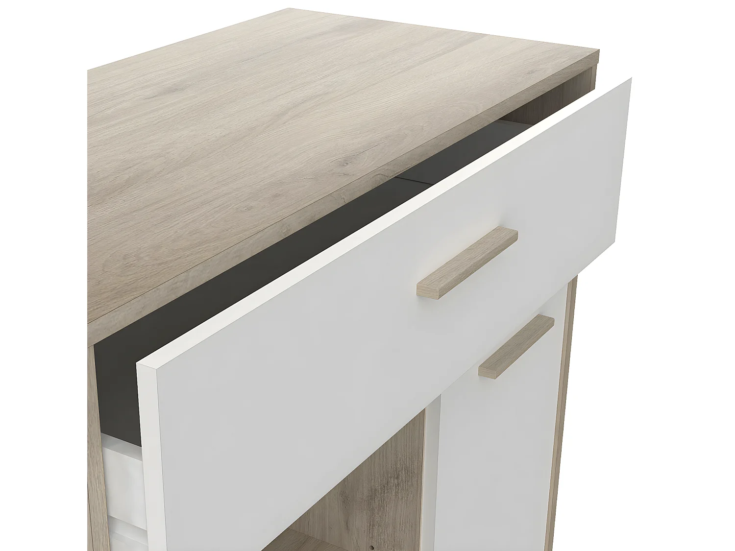 Desserte micro-ondes pour cuisine coloris chêne kronberg, Blanc -Longueur 81 x Hauteur 90,30 x Profondeur 39,6 cm