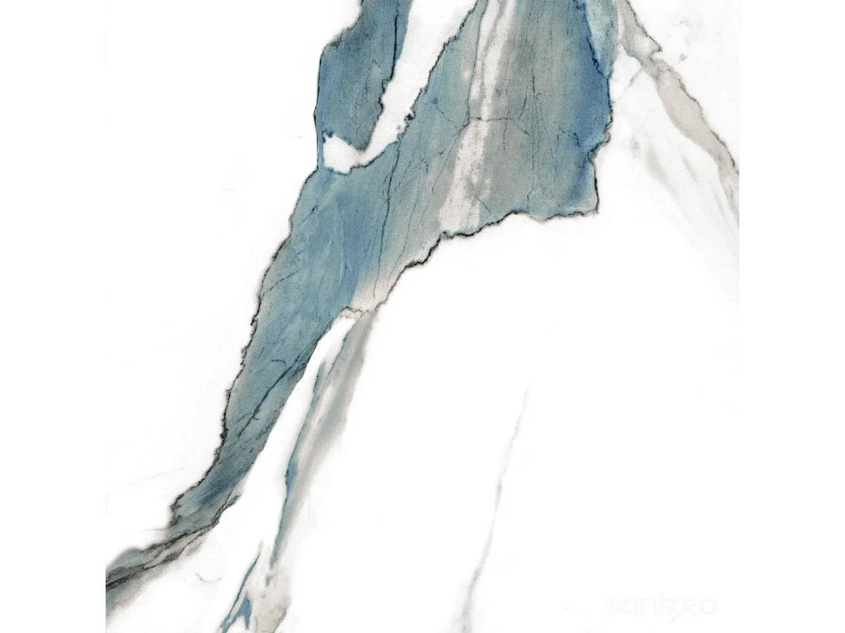 Lot de 2 Panneaux d'Habillage pour Douche et Baignoire, L120*l120*0.4 cm, effet bleu, Calacatta BLUE by SANIZÉO