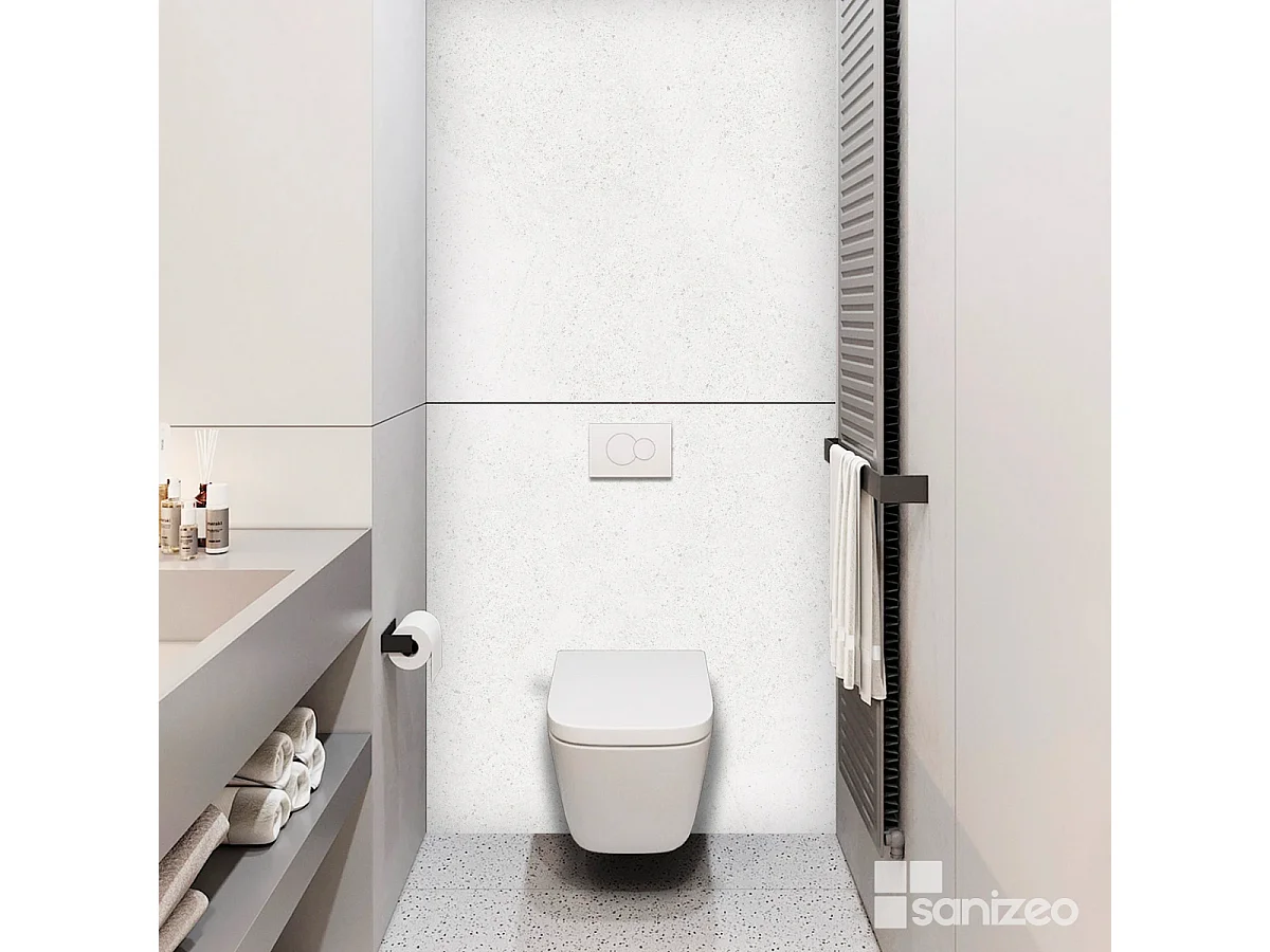 Kit 2 Panneaux Muraux Décoratifs de Douche - 120x120 cm  - Ép. 4mm - Effet Béton Blanc - VÉRONA WHITE KOBERTIN