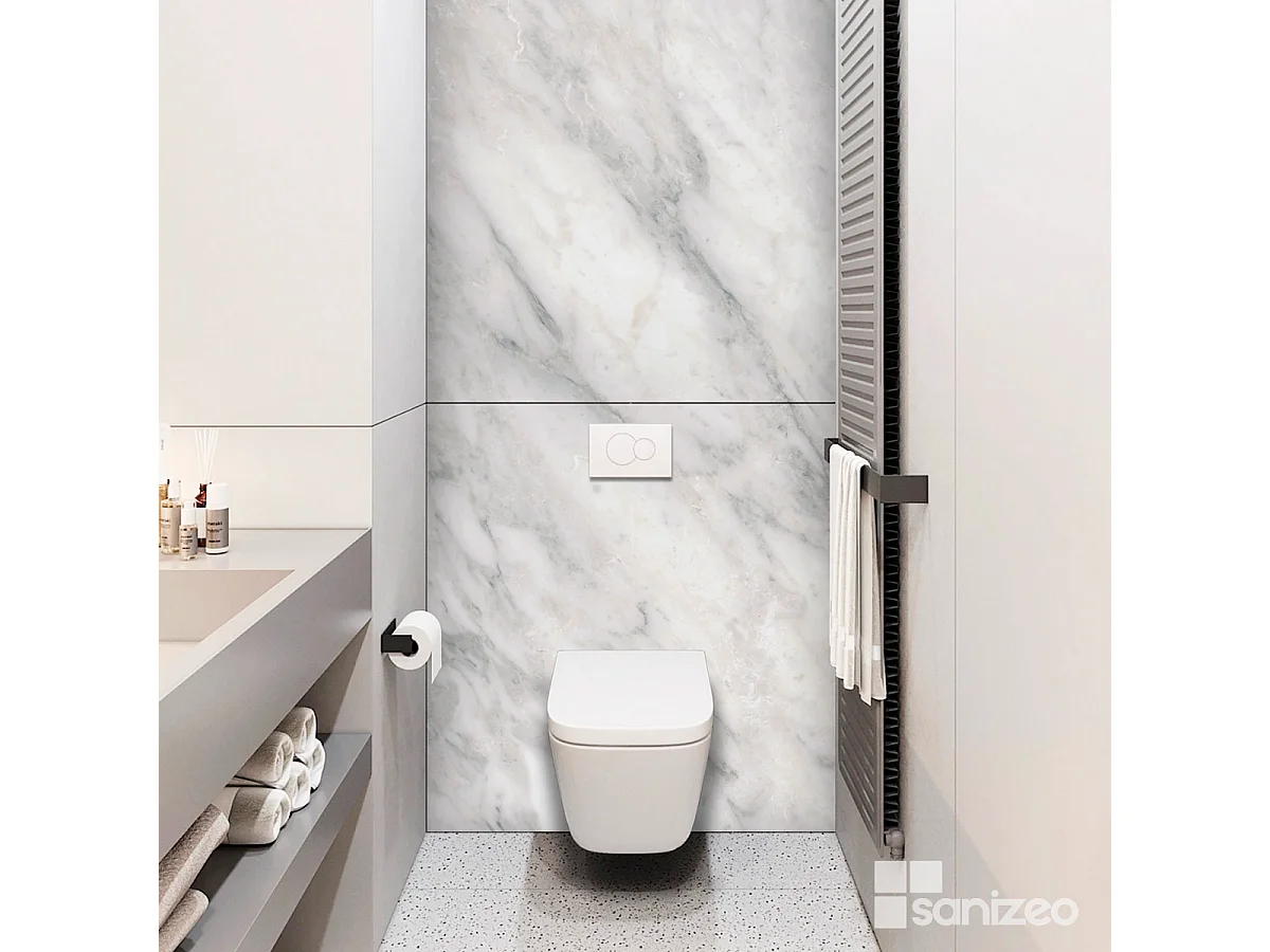 Lot de 2 Panneaux d'Habillage pour Douche et Baignoire, L120*l120*0.4 cm, effet marbre gris, Versilia by SANIZÉO