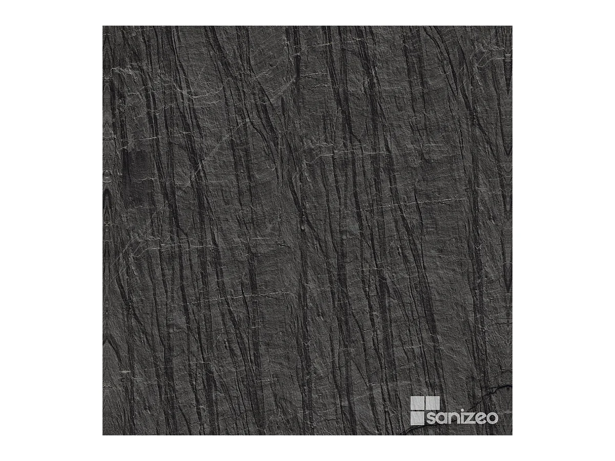 Lot de 2 Panneaux d'Habillage pour Douche et Baignoire, L120*l120*0.4 cm, effet effet pierre noire, Manson by SANIZÉO