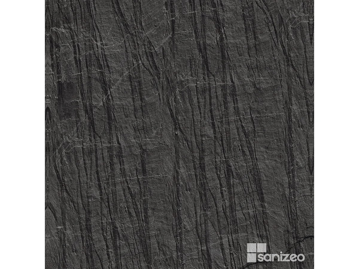 Lot de 2 Panneaux d'Habillage pour Douche et Baignoire, L120*l120*0.4 cm, effet effet pierre noire, Manson by SANIZÉO