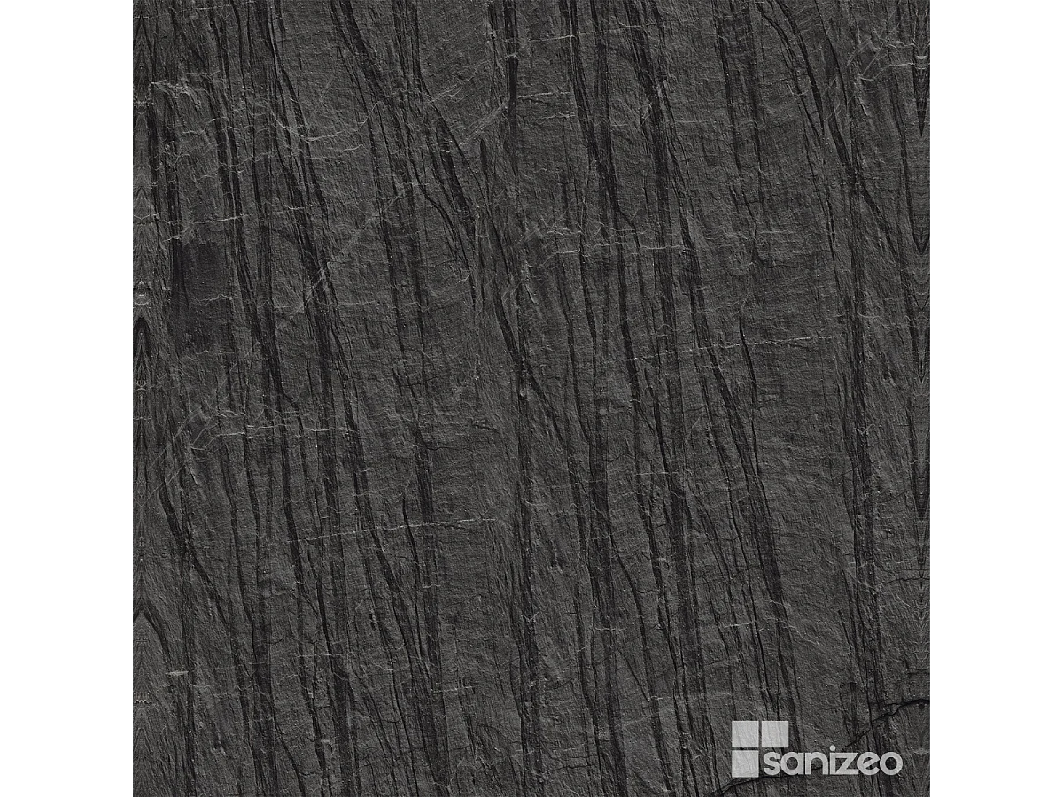 Lot de 2 Panneaux d'Habillage pour Douche et Baignoire, L120*l120*0.4 cm, effet effet pierre noire, Manson by SANIZÉO