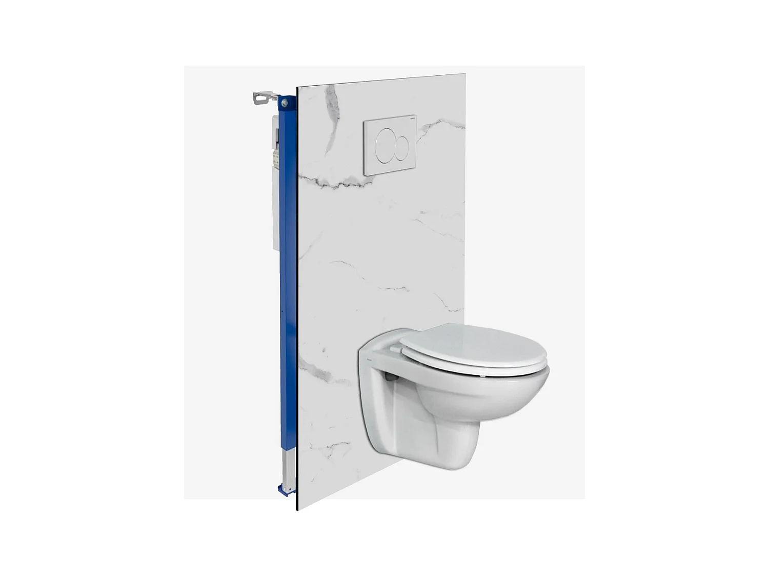 Panneau Habillage WC suspendu , L120*l120*0.4 cm, effet marbre blanc, Mud White by SANIZÉO