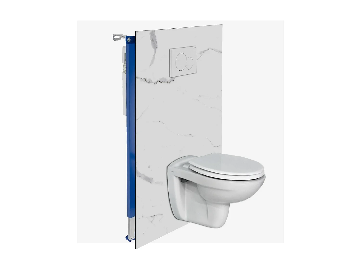 Panneau Habillage WC suspendu , L120*l120*0.4 cm, effet marbre blanc, Mud White by SANIZÉO