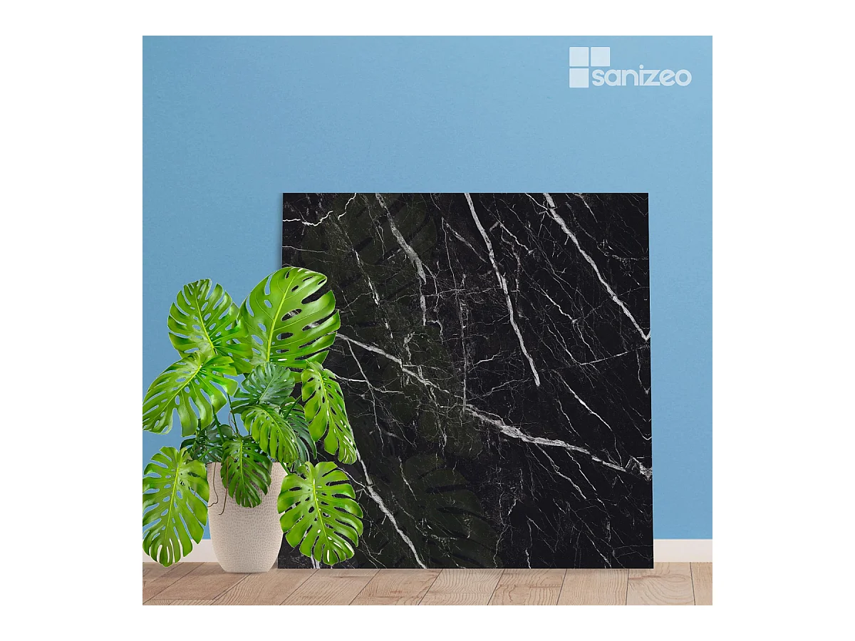 Panneau Habillage WC suspendu , L120*l120*0.4 cm, effet marbre noir, Infinite Black by SANIZÉO