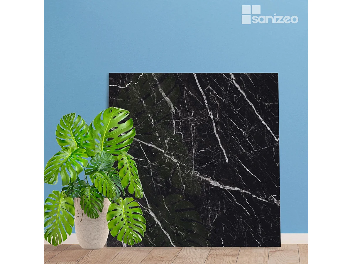 Panneau Habillage WC suspendu , L120*l120*0.4 cm, effet marbre noir, Infinite Black by SANIZÉO