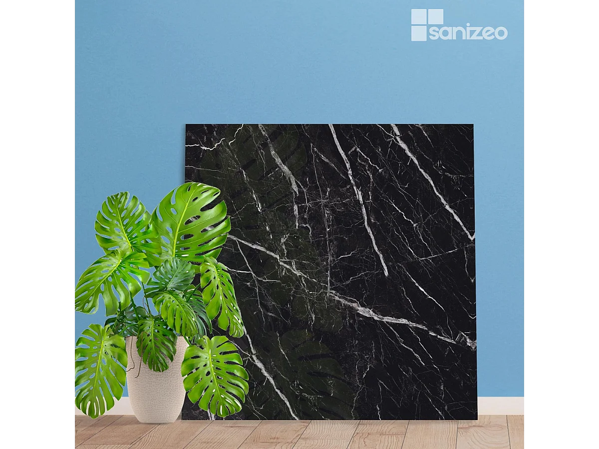 Panneau Habillage WC suspendu , L120*l120*0.4 cm, effet marbre noir, Infinite Black by SANIZÉO