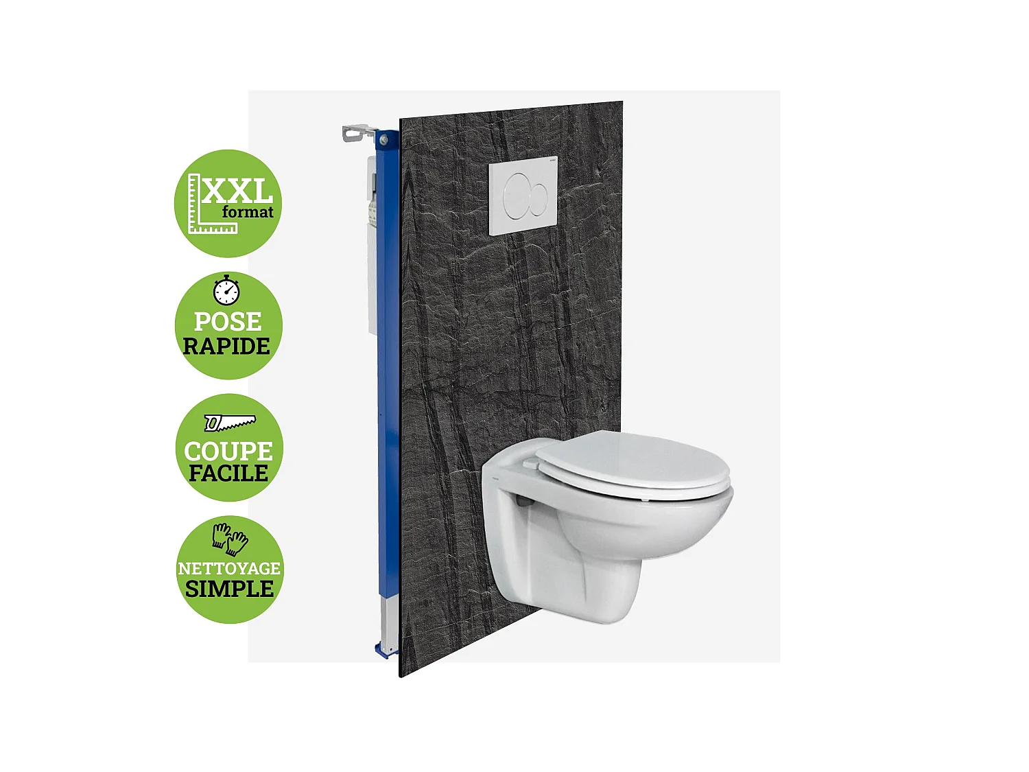 KOBERT IN - Panneau d'habillage WC, 120x120 cm, série Manson effet pierre noire