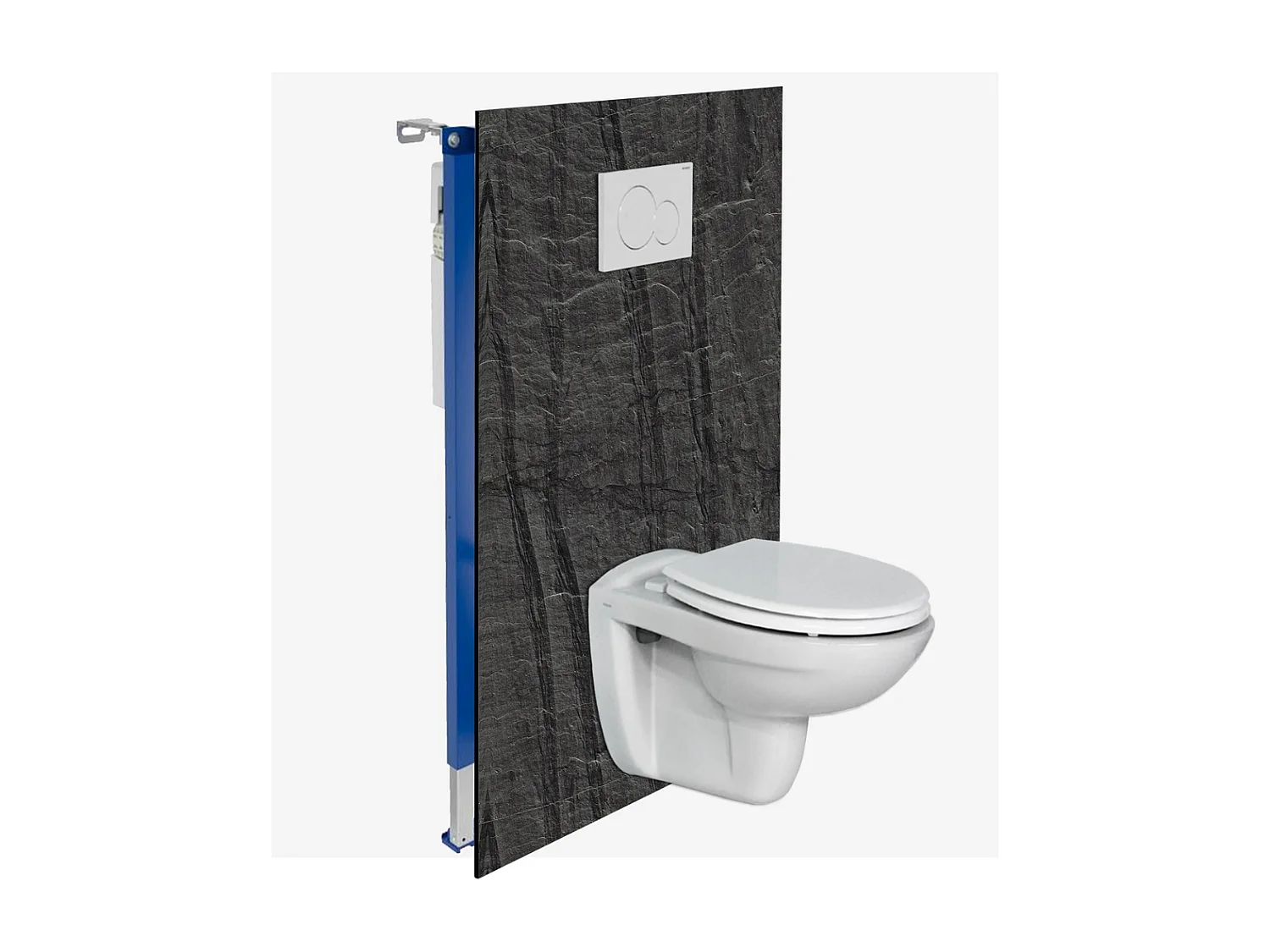 Panneau Habillage WC suspendu , L120*l120*0.4 cm, effet effet pierre noire, Manson by SANIZÉO