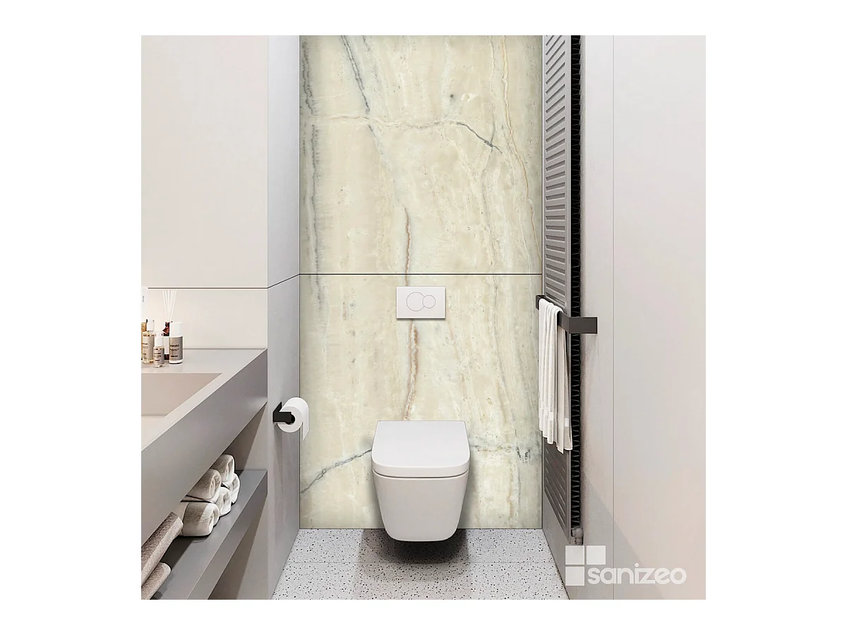 Panneau Habillage WC suspendu , L120*l120*0.4 cm, effet marbre beige, Sabana by SANIZÉO