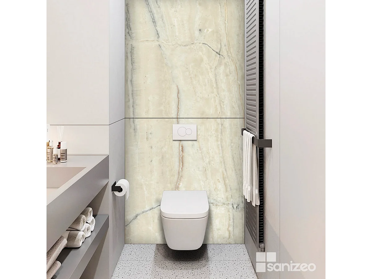Panneau Habillage WC suspendu , L120*l120*0.4 cm, effet marbre beige, Sabana by SANIZÉO