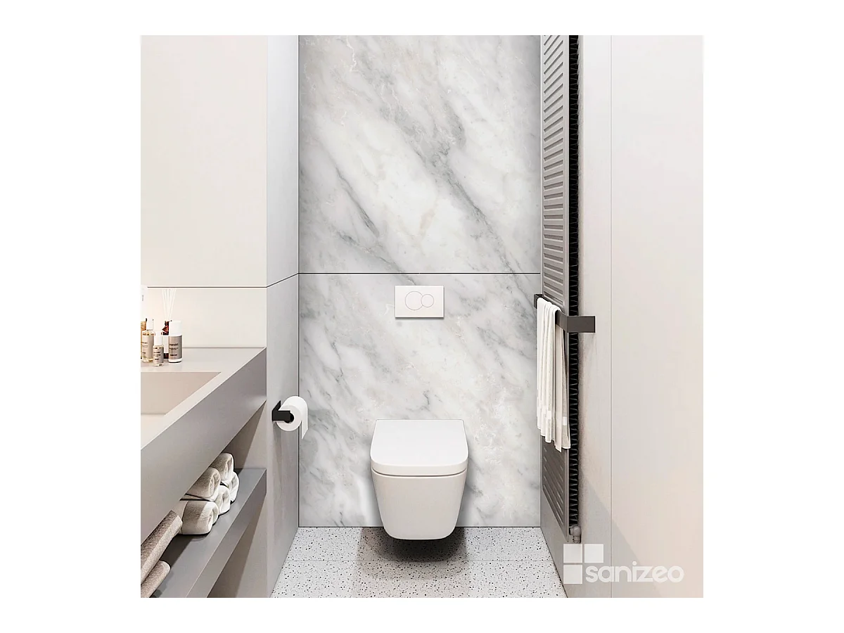 Panneau Habillage WC suspendu , L120*l120*0.4 cm, effet marbre gris, Versilia by SANIZÉO