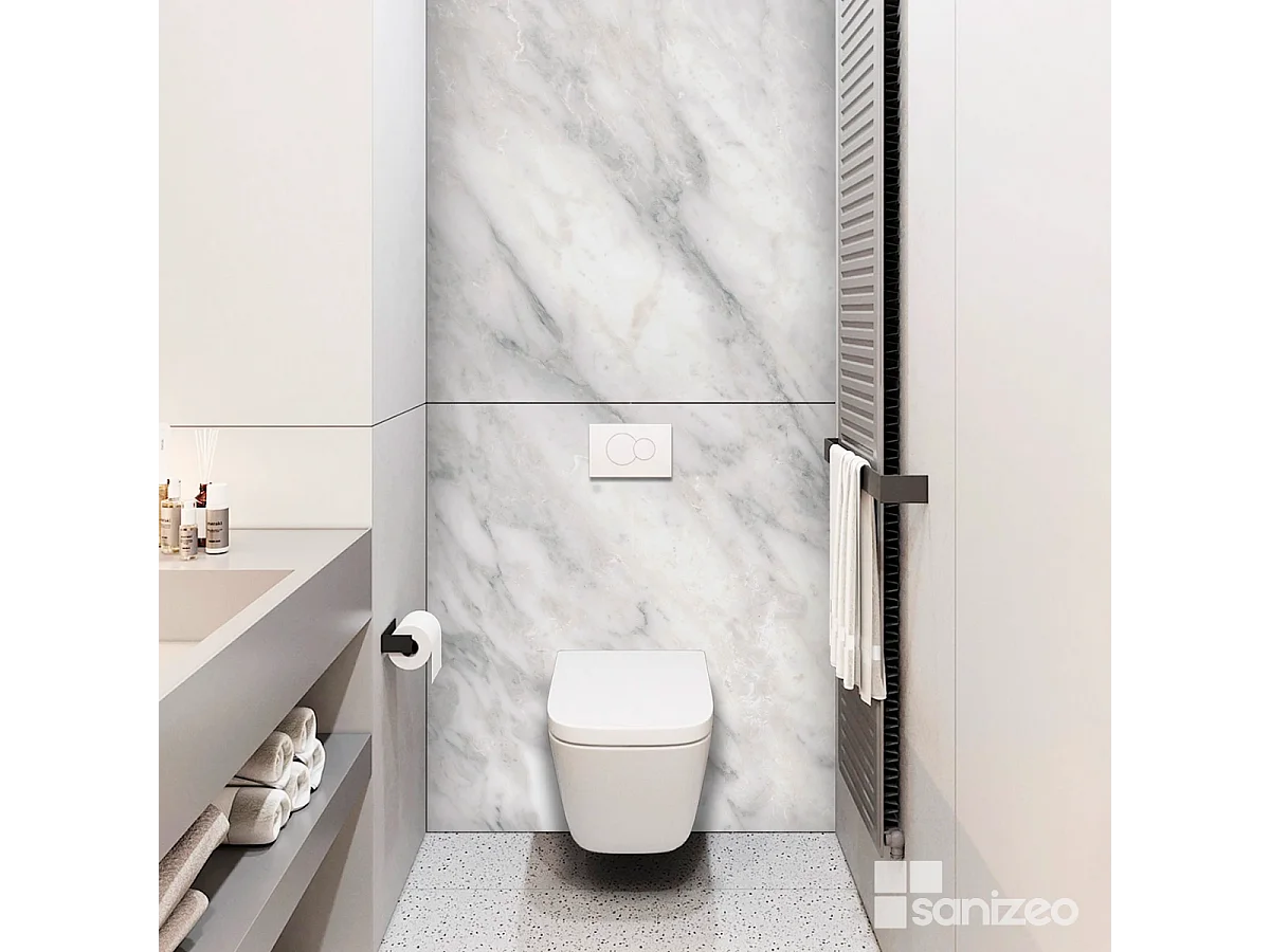 Panneau Habillage WC suspendu , L120*l120*0.4 cm, effet marbre gris, Versilia by SANIZÉO