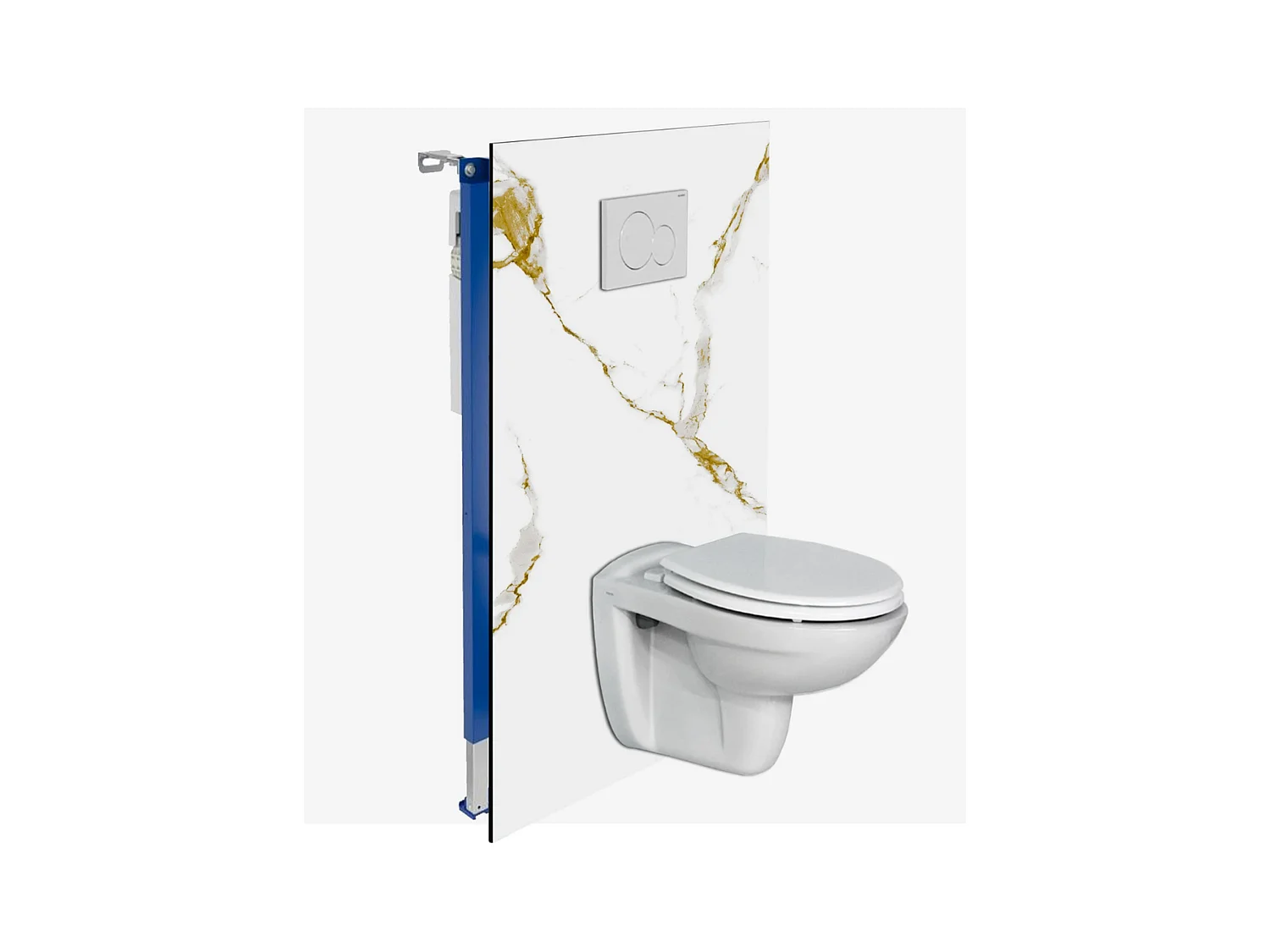 Panneau Habillage WC suspendu , L120*l120*0.4 cm, effet doré, Calacatta GOLD by SANIZÉO