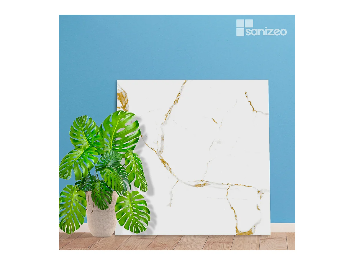 Panneau Habillage WC suspendu , L120*l120*0.4 cm, effet doré, Calacatta GOLD by SANIZÉO