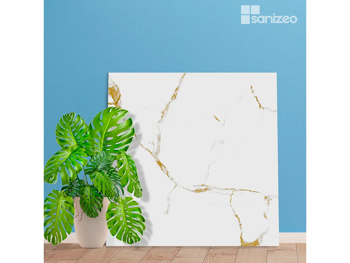 Panneau Habillage WC suspendu , L120*l120*0.4 cm, effet doré, Calacatta GOLD by SANIZÉO