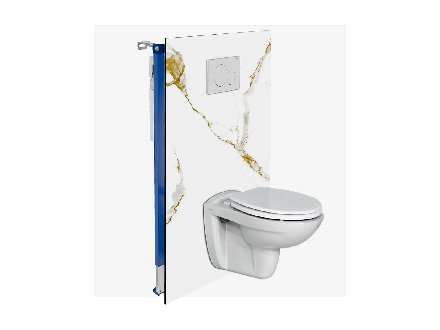 Panneau Habillage WC suspendu , L120*l120*0.4 cm, effet doré, Calacatta GOLD by SANIZÉO