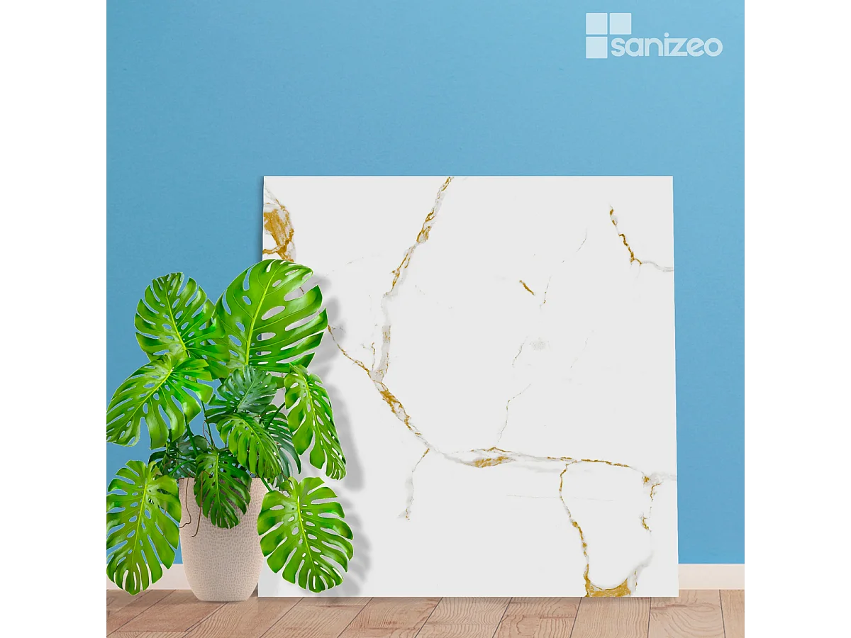 Panneau Habillage WC suspendu , L120*l120*0.4 cm, effet doré, Calacatta GOLD by SANIZÉO