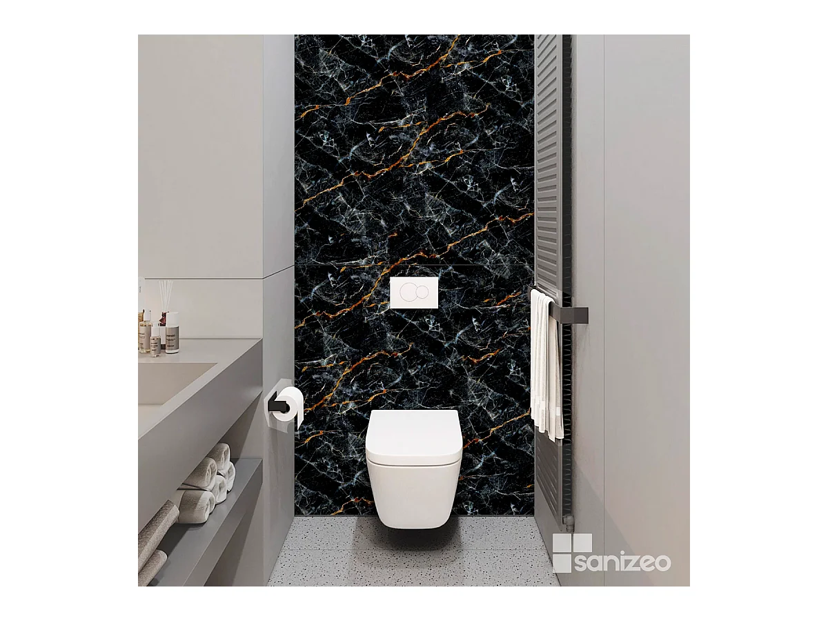 Panneau Habillage WC suspendu , L120*l120*0.4 cm, effet marbre gris, Promise by SANIZÉO