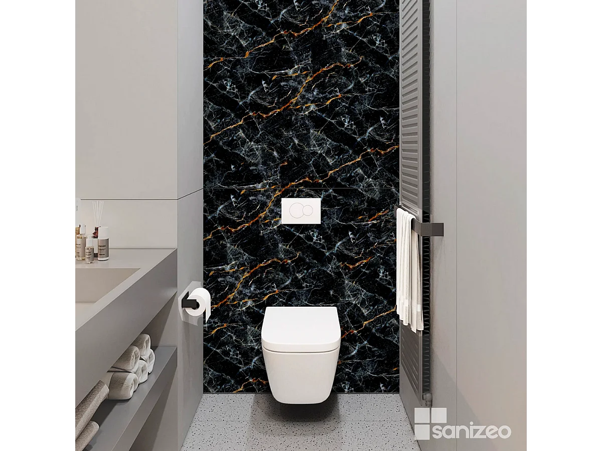 Panneau Habillage WC suspendu , L120*l120*0.4 cm, effet marbre gris, Promise by SANIZÉO