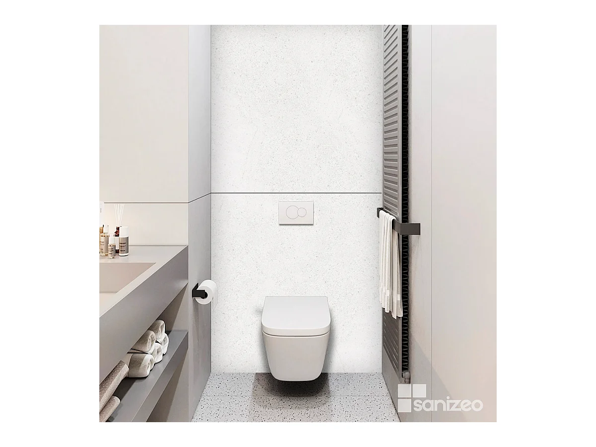 Panneau Habillage WC suspendu , L120*l120*0.4 cm, effet minéral blanc, Verona White by SANIZÉO