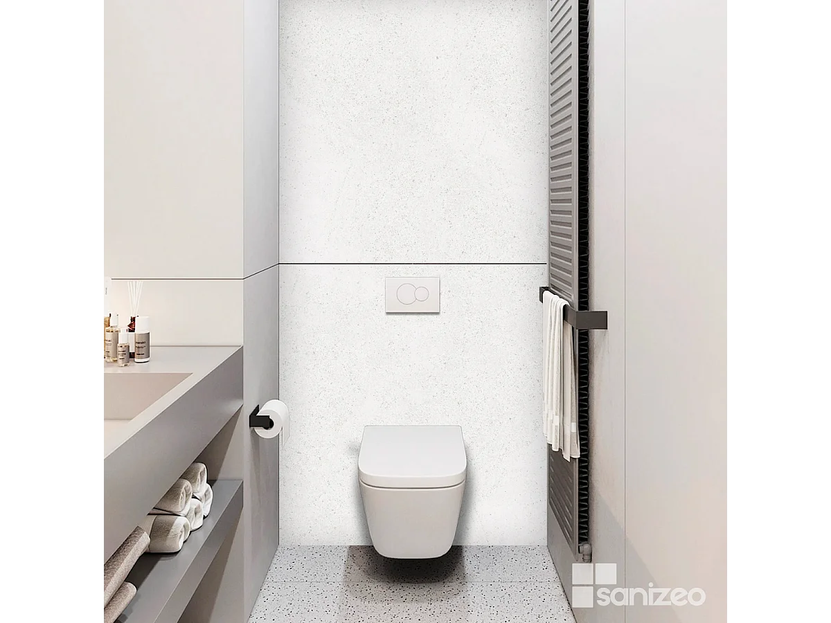 Panneau Habillage WC suspendu , L120*l120*0.4 cm, effet minéral blanc, Verona White by SANIZÉO