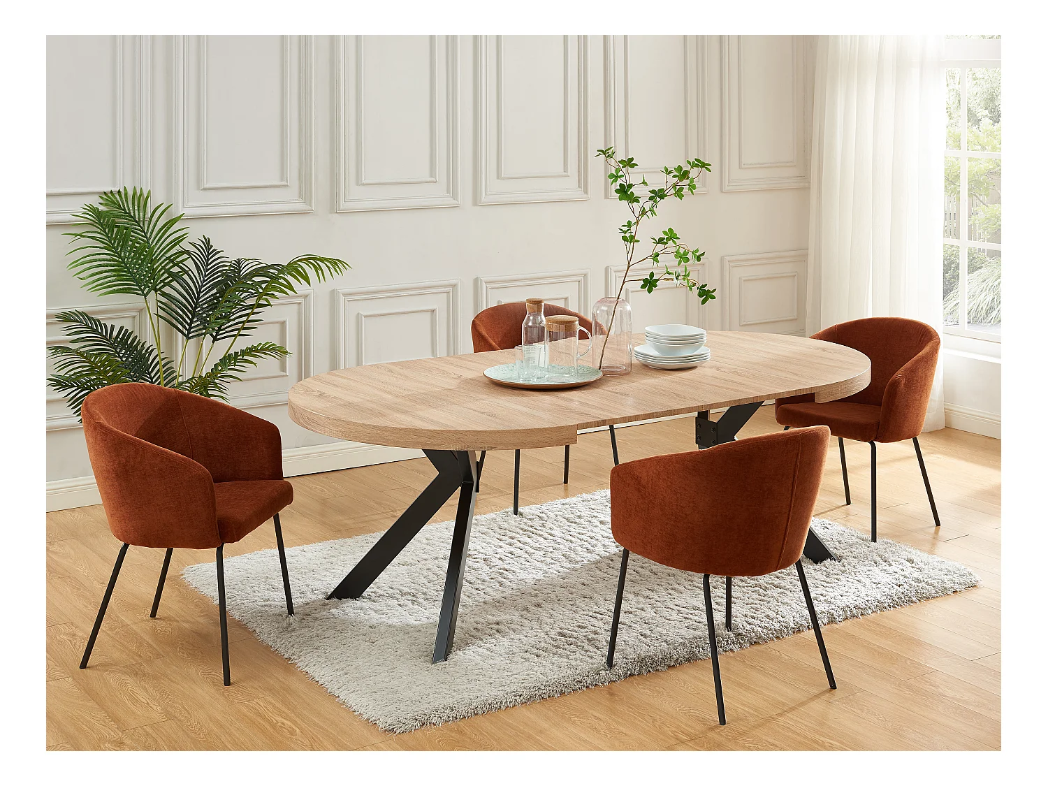 Lot de 6 chaises avec accoudoirs en tissu et métal - Terracotta - MORONI de Pascal MORABITO