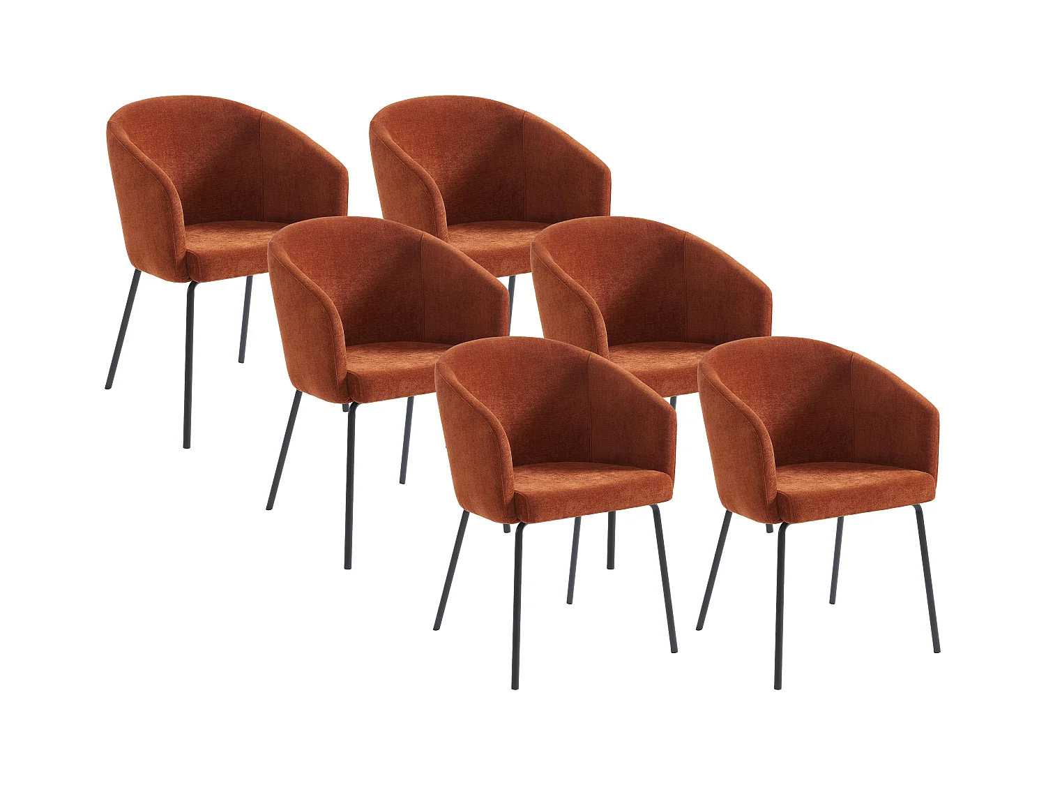 Lot de 6 chaises avec accoudoirs en tissu et métal - Terracotta - MORONI de Pascal MORABITO