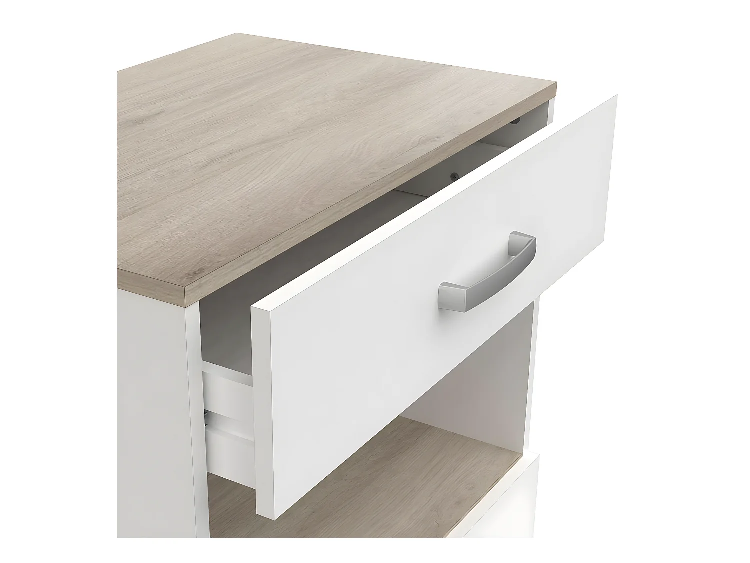 Desserte micro-ondes pour cuisine coloris chêne kronberg, blanc mat - Longueur 59,6 x Hauteur 88,3 x Profondeur 41,2cm