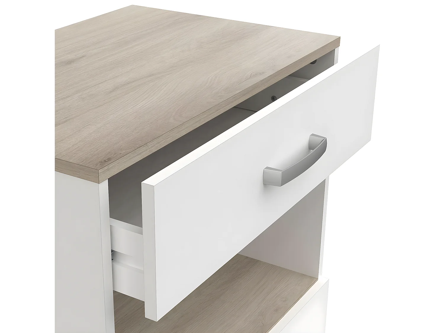 Desserte micro-ondes pour cuisine coloris chêne kronberg, blanc mat - Longueur 59,6 x Hauteur 88,3 x Profondeur 41,2cm