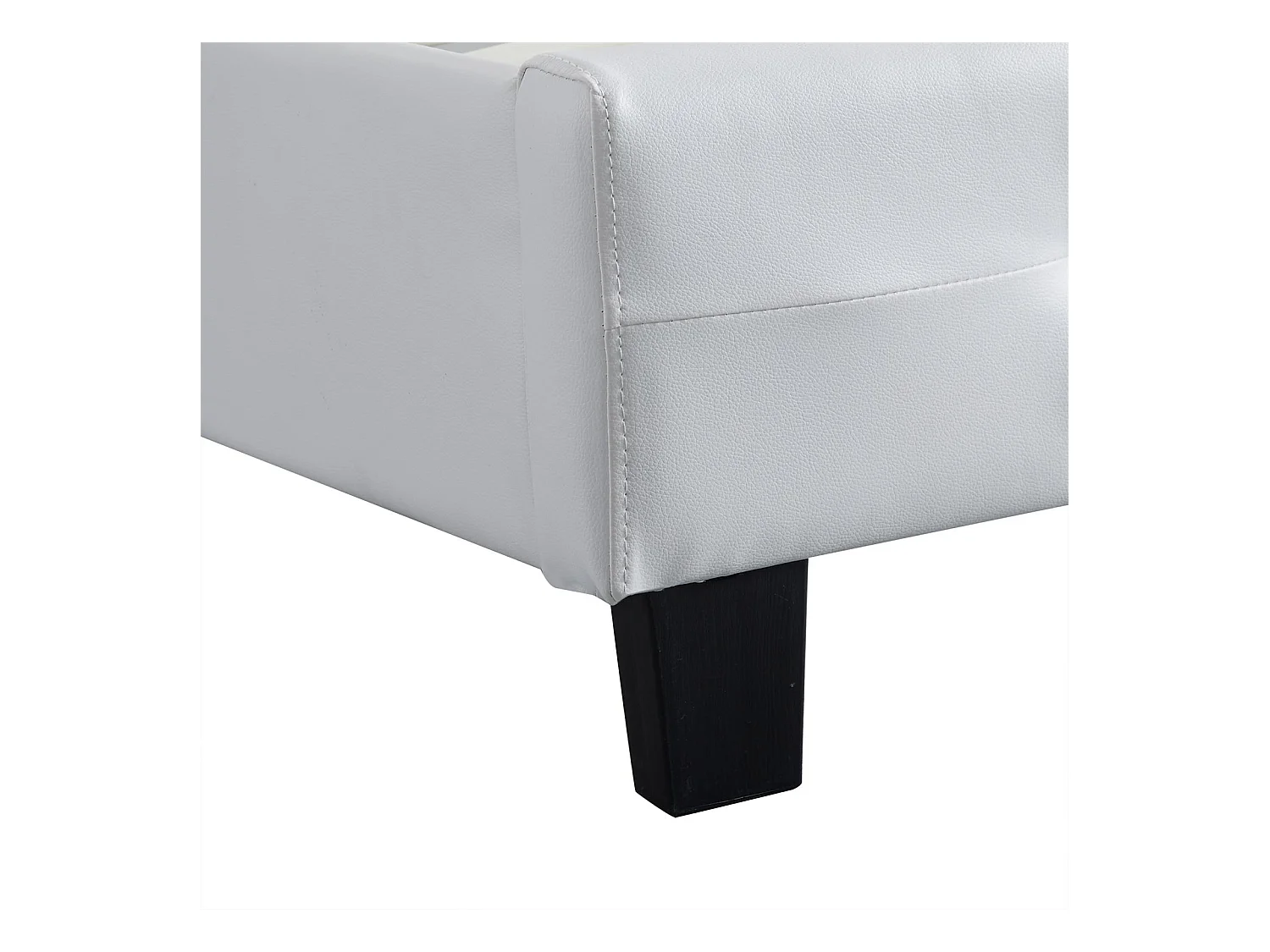 Lit simple pour adulte ou enfant REVE avec sommier 90x190 cm 1 place/1 personne, tête et pied de lit capitonnés en synthétique blanc