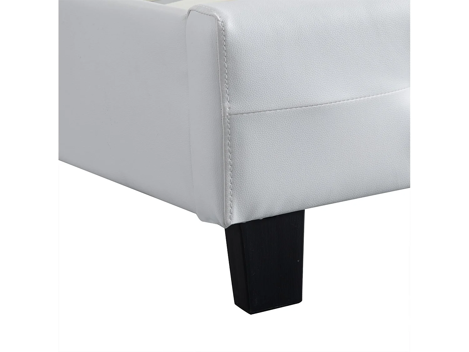 Lit simple pour adulte ou enfant REVE avec sommier 90x190 cm 1 place/1 personne, tête et pied de lit capitonnés en synthétique blanc