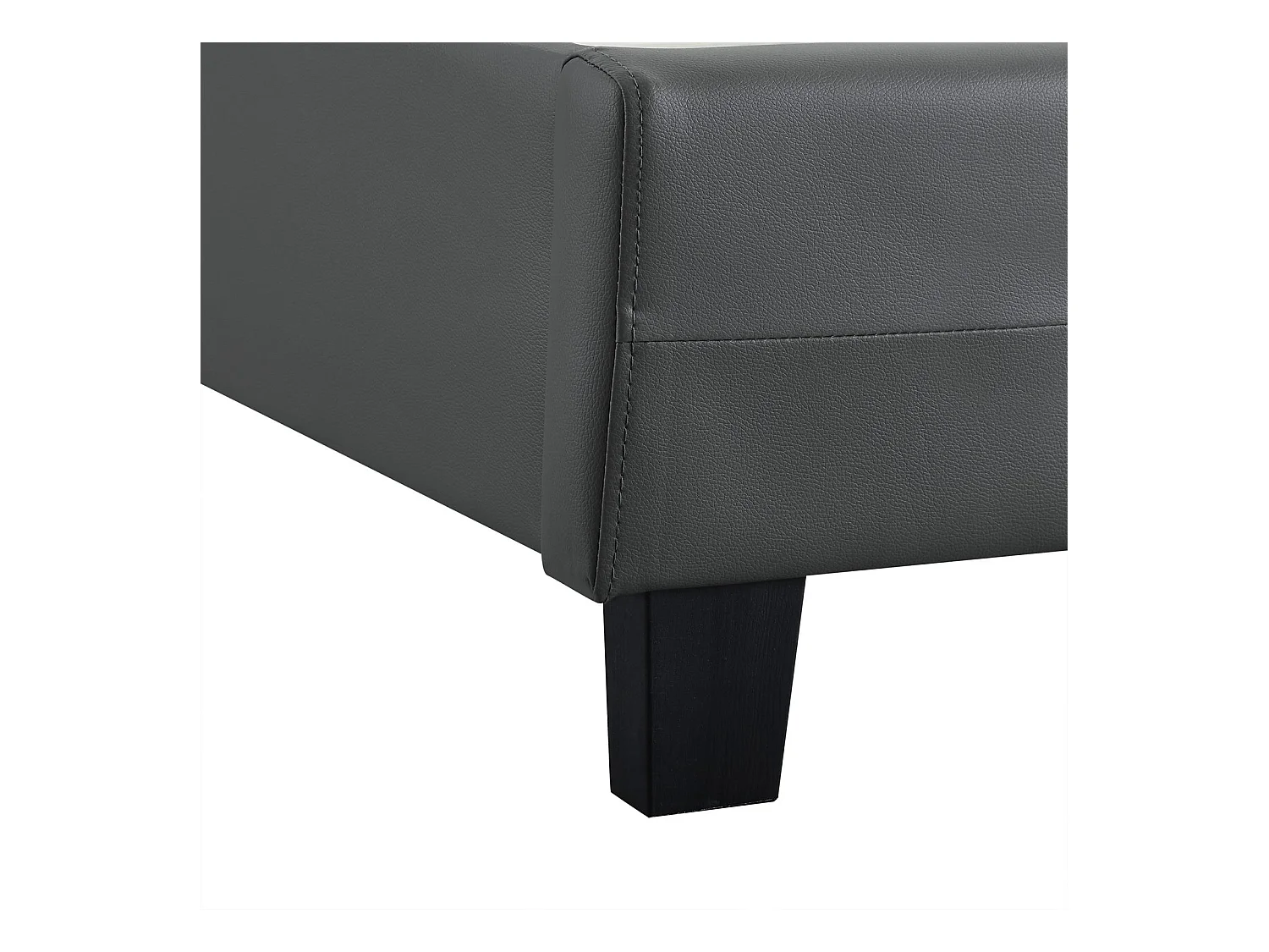 Lit simple pour adulte ou enfant REVE avec sommier 90x190 cm 1 place/1 personne, tête et pied de lit capitonnés, en synthétique gris