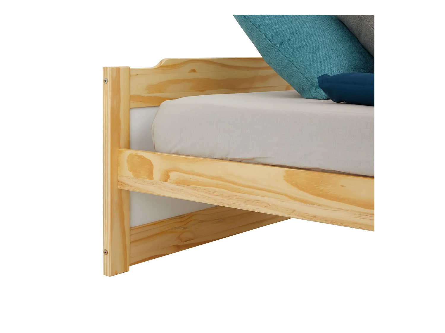 Lit simple lit enfant FRITZ 90 x 200 cm pin massif coloris bois naturel et blanc