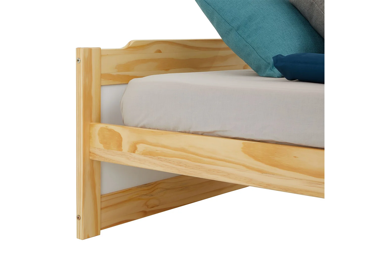 Lit simple lit enfant FRITZ 90 x 200 cm pin massif coloris bois naturel et blanc