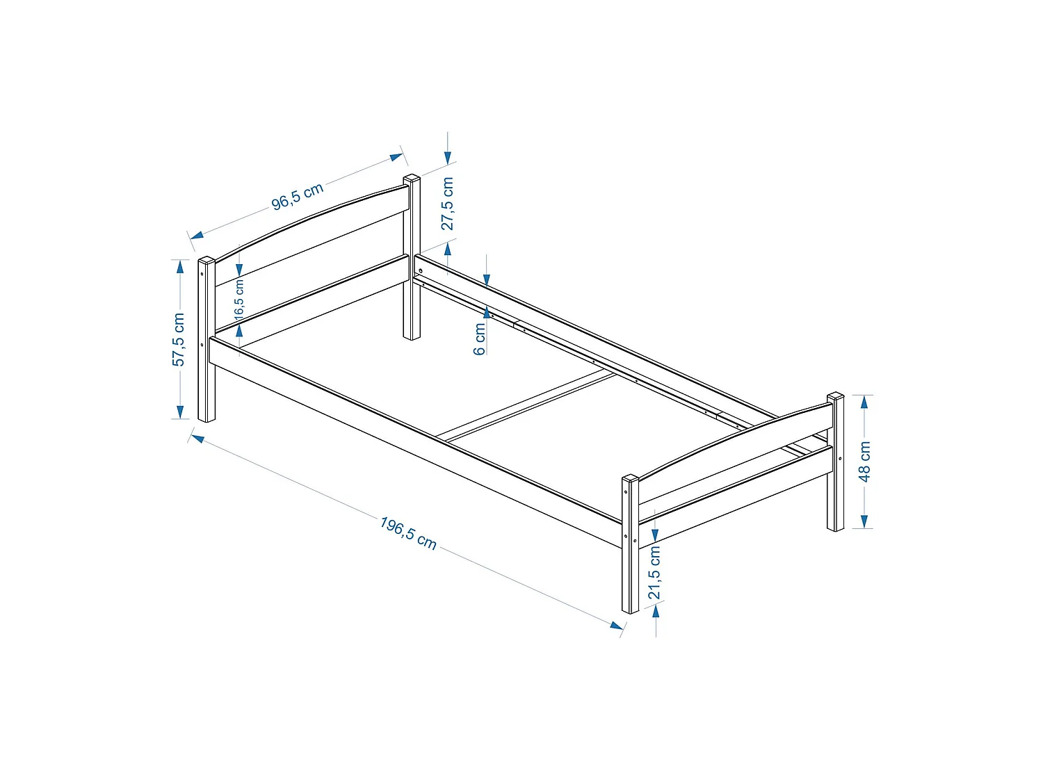 Lit simple lit enfant FELIX-2 pin massif 90 x 190 cm vernis naturel