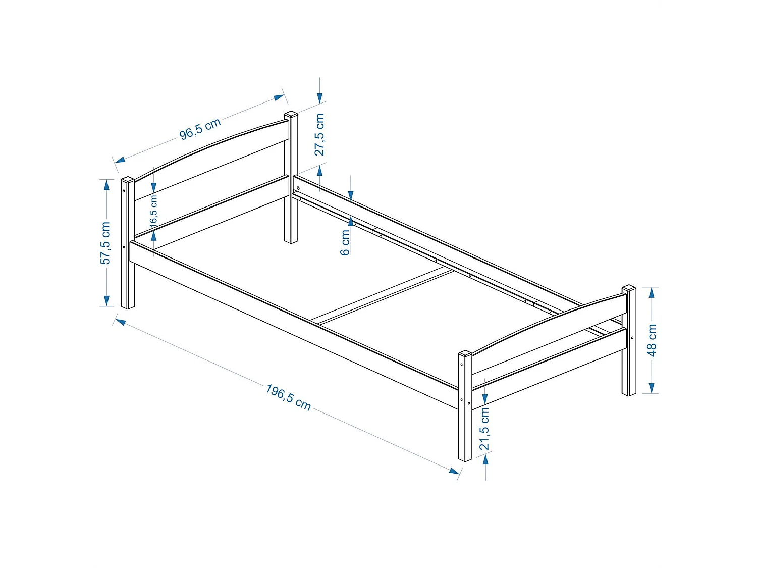 Lit simple lit enfant FELIX-2 pin massif 90 x 190 cm vernis naturel