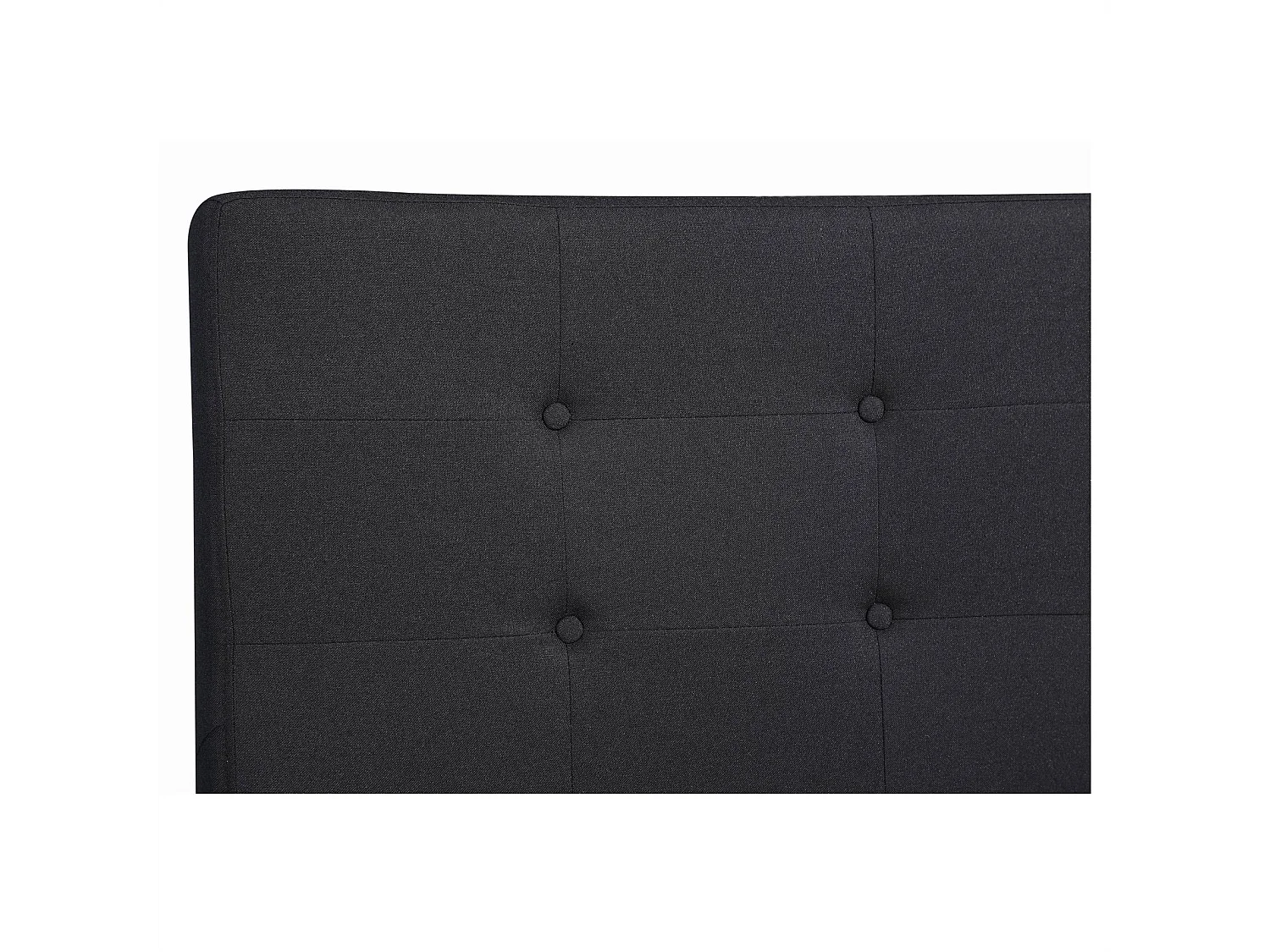 Lit simple pour adulte LILLE 120x190 cm 1 place et demi / 1 personne, avec sommier et pieds en bois, tissu capitonné noir