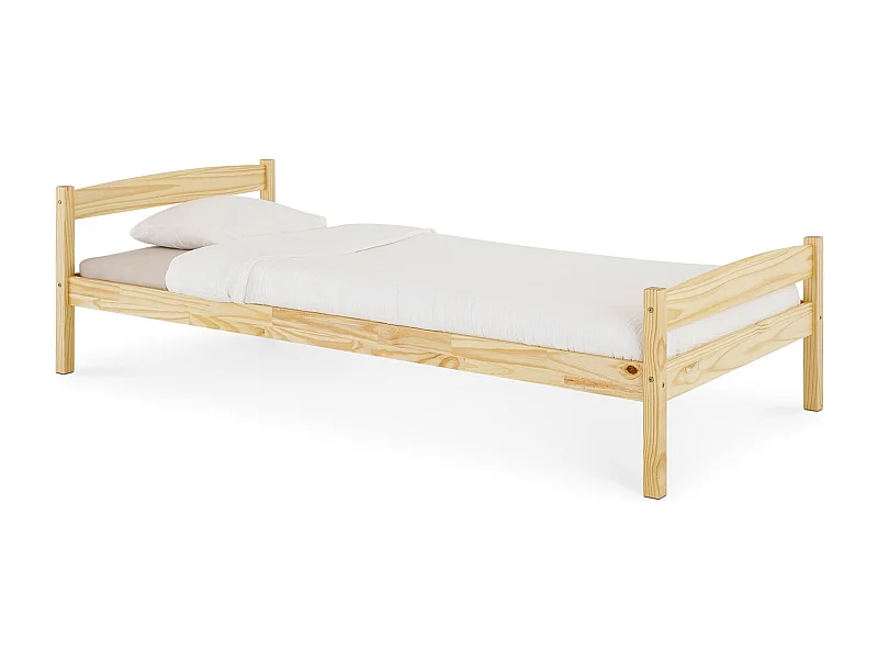 Lit simple lit enfant lit adulte cadre de lit 90 x 200 cm pin vernis naturel