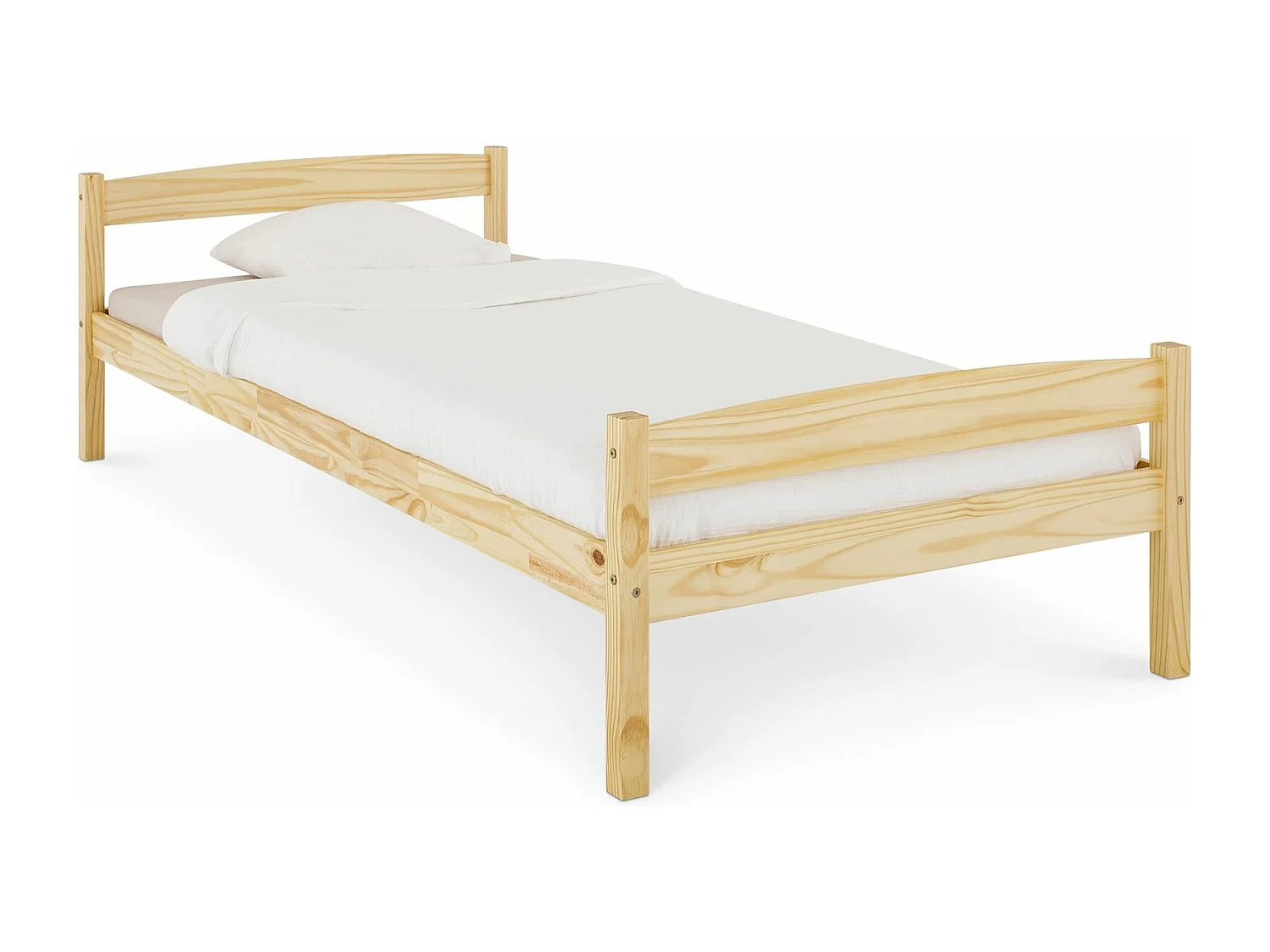 Lit simple lit enfant lit adulte cadre de lit 90 x 200 cm pin vernis naturel