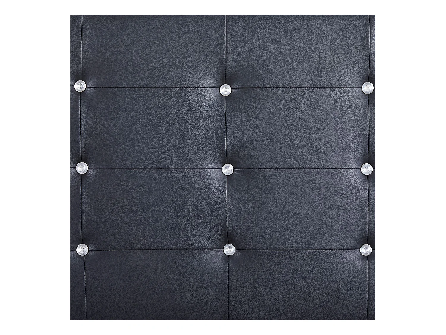 Lit simple pour adulte ou enfant TICO avec sommier 90x190 cm 1 place, tête et pied de lit capitonnés avec strass, synthétique noir