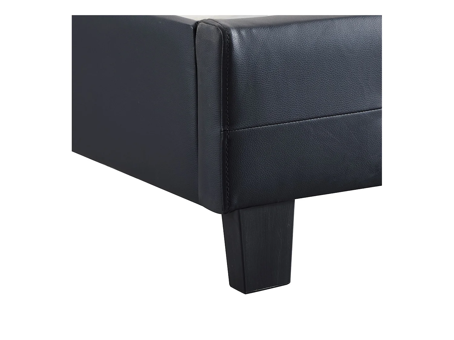 Lit simple pour adulte ou enfant TICO avec sommier 90x190 cm 1 place, tête et pied de lit capitonnés avec strass, synthétique noir