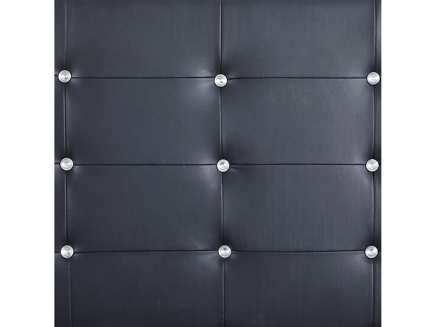 Lit simple pour adulte ou enfant TICO avec sommier 90x190 cm 1 place, tête et pied de lit capitonnés avec strass, synthétique noir